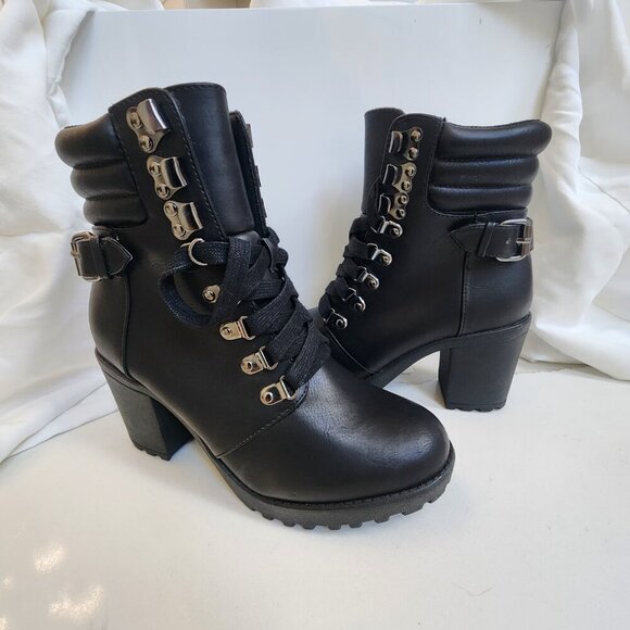 Mia Annamaria Black Block Heel Boots - Women's Size 6.5 - Picture 7 of 12